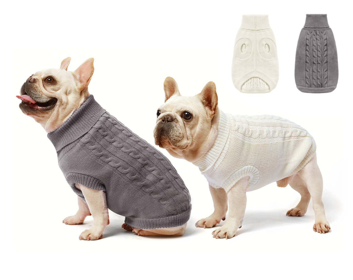 Roseelk 2 Pack Dog Sweaters for Small Dogs - Puppy Medium Warm Clothes in Winter, Turtleneck Pullover Design for Boy Girl Pet, Doggie, Cat, Kitten Chihuahua Bulldog Pug Beagles (XS, Pink, Beige)