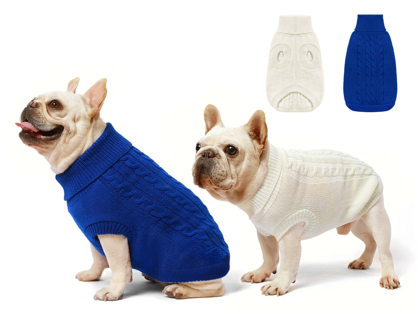 Roseelk 2 Pack Dog Sweaters for Small Dogs - Puppy Medium Warm Clothes in Winter, Turtleneck Pullover Design for Boy Girl Pet, Doggie, Cat, Kitten Chihuahua Bulldog Pug Beagles (XS, Pink, Beige)