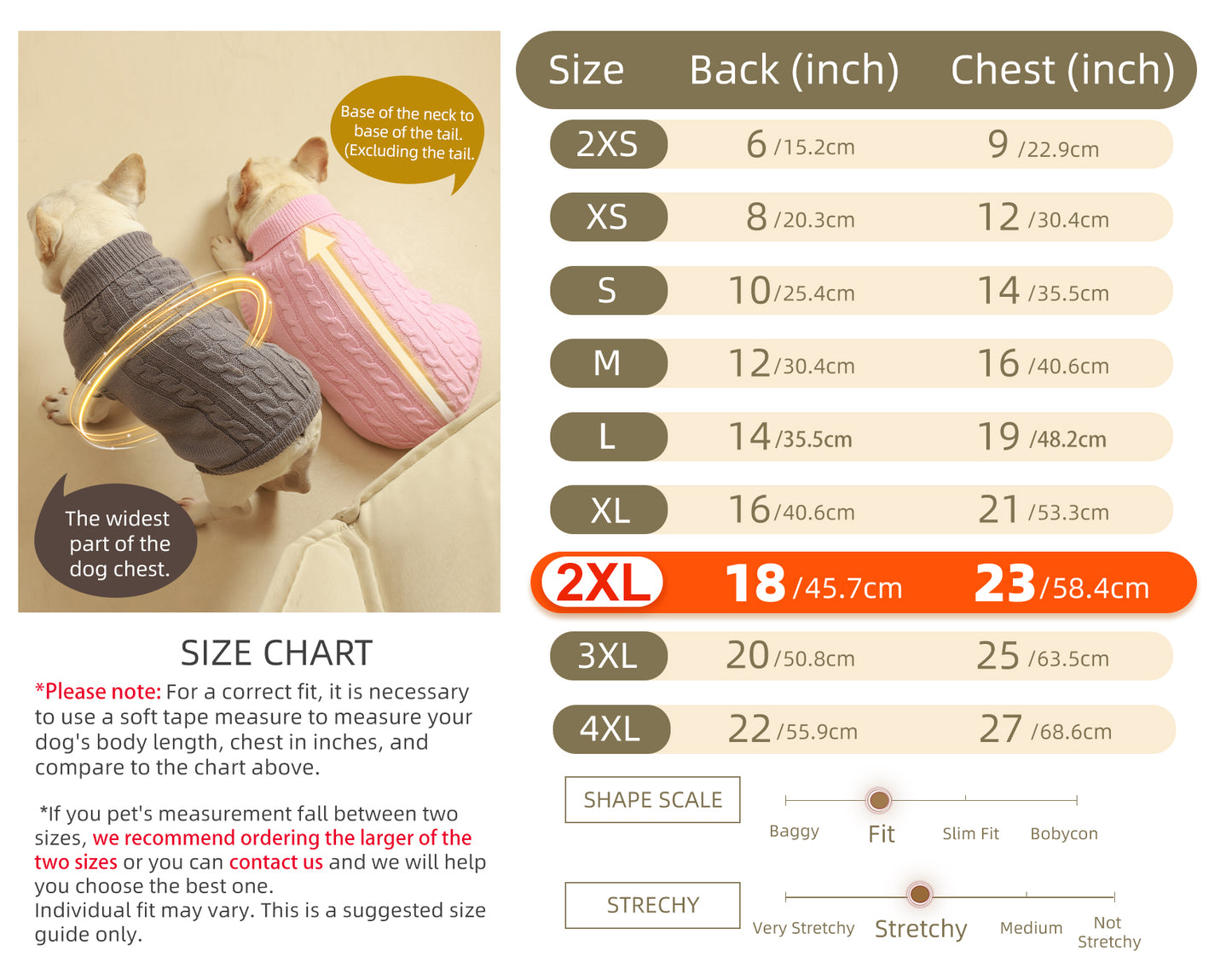 2 Pack Dog Sweaters for Small Dogs - Puppy Medium Warm Clothes in Winter, Turtleneck Pullover Design for Boy Girl Pet, Doggie, Cat, Kitten Chihuahua Bulldog Pug Beagles (XS, Pink, Beige)