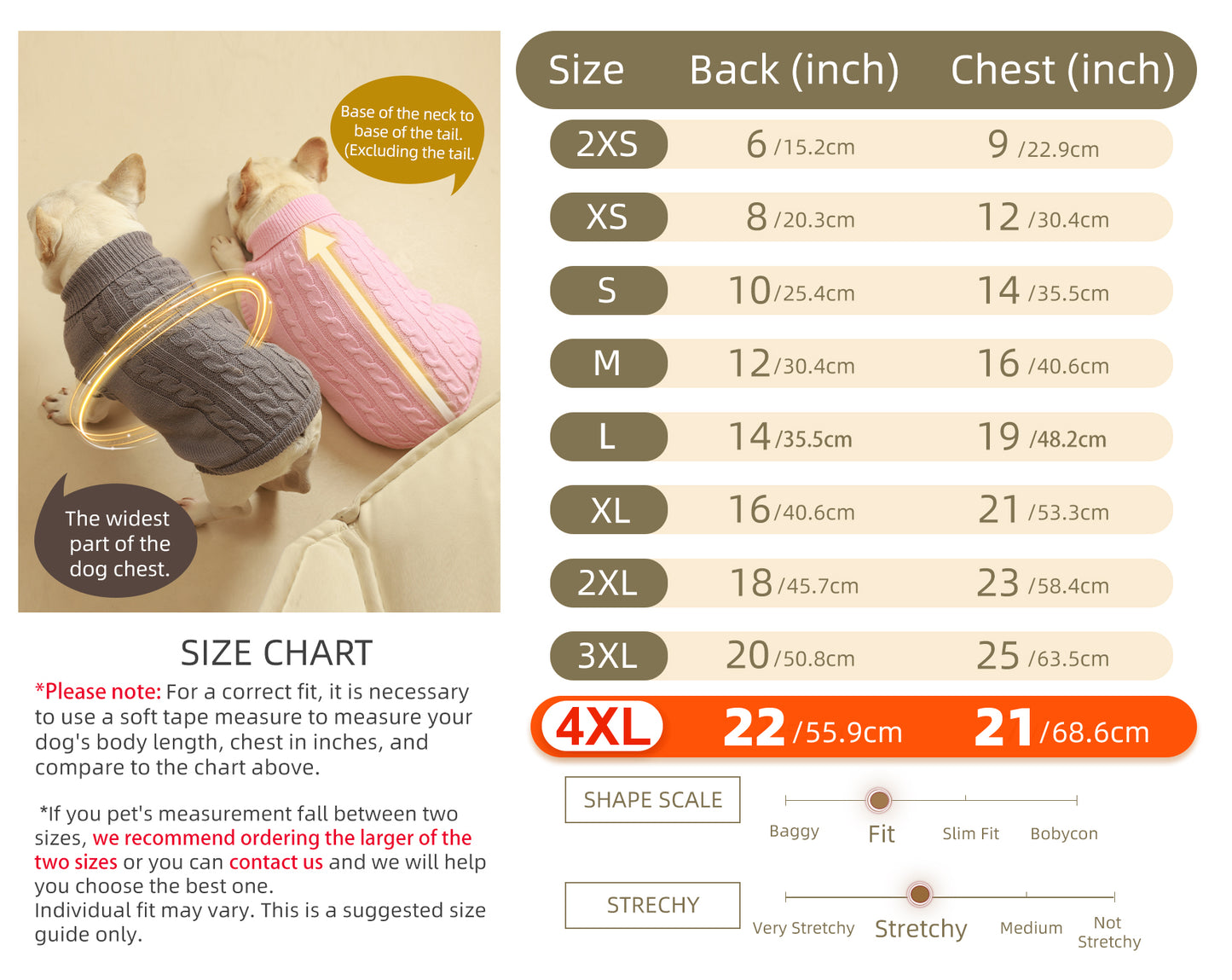 2 Pack Dog Sweaters for Small Dogs - Puppy Medium Warm Clothes in Winter, Turtleneck Pullover Design for Boy Girl Pet, Doggie, Cat, Kitten Chihuahua Bulldog Pug Beagles (XS, Pink, Beige)