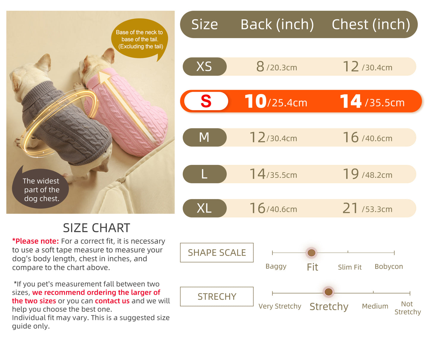 Roseelk 2 Pack Dog Sweaters for Small Dogs - Puppy Medium Warm Clothes in Winter, Turtleneck Pullover Design for Boy Girl Pet, Doggie, Cat, Kitten Chihuahua Bulldog Pug Beagles (XS, Pink, Beige)