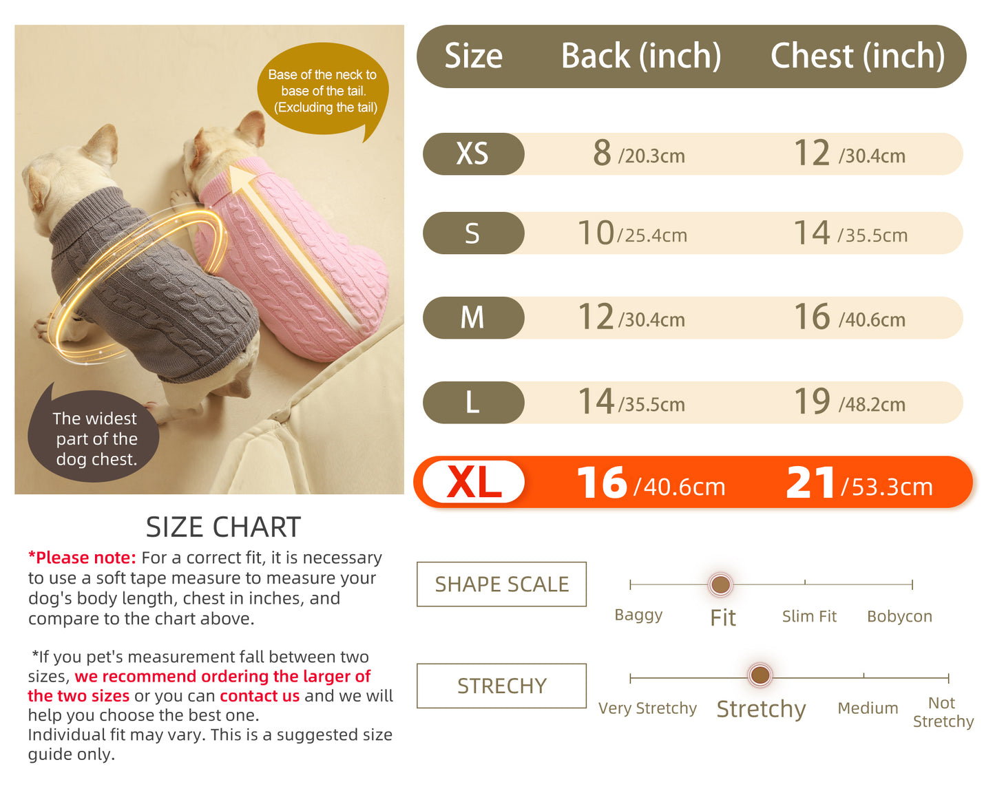Roseelk 2 Pack Dog Sweaters for Small Dogs - Puppy Medium Warm Clothes in Winter, Turtleneck Pullover Design for Boy Girl Pet, Doggie, Cat, Kitten Chihuahua Bulldog Pug Beagles (XS, Pink, Beige)