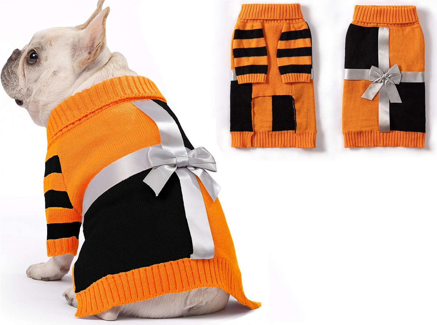 Dog Halloween Sweater for X-Large Size Dog - Puppy Gift Medium Warm Large Pumpkin Clothes in Winter, Turtleneck Pullover Design for Boy Girl Pet, Doggies, Cat, Pug Bulldog