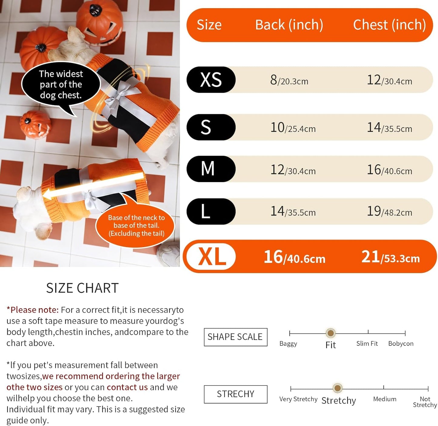 Dog Halloween Sweater for X-Large Size Dog - Puppy Gift Medium Warm Large Pumpkin Clothes in Winter, Turtleneck Pullover Design for Boy Girl Pet, Doggies, Cat, Pug Bulldog