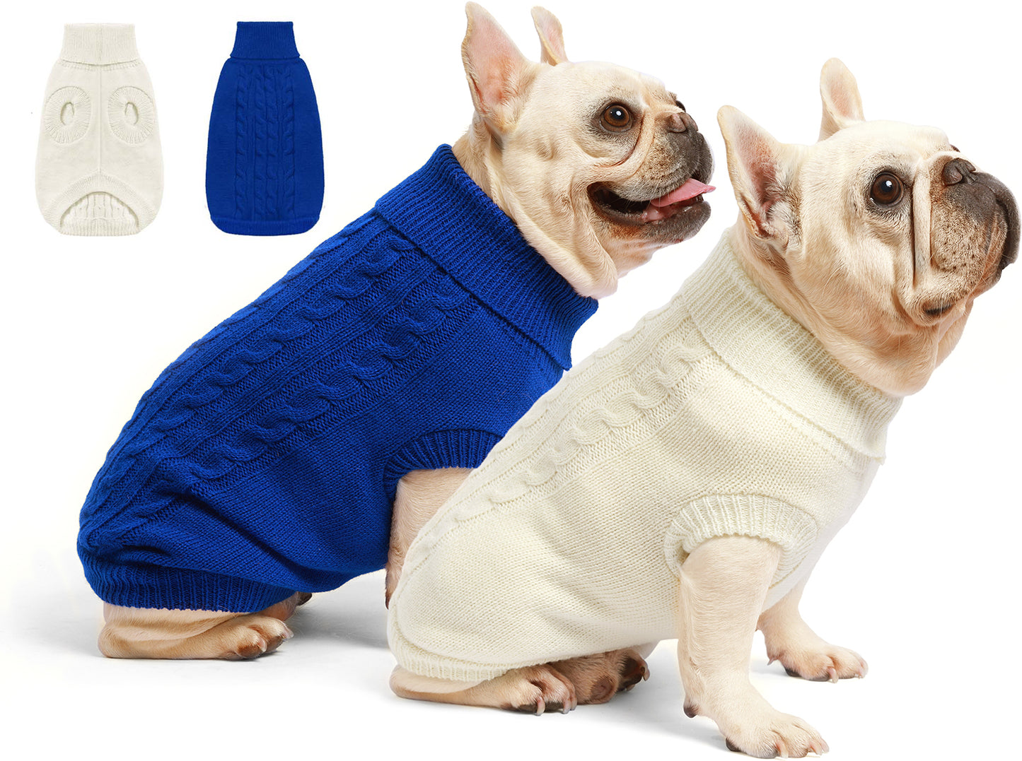 Roseelk 2 Pack Dog Sweaters for Small Dogs - Puppy Medium Warm Clothes in Winter, Turtleneck Pullover Design for Boy Girl Pet, Doggie, Cat, Kitten Chihuahua Bulldog Pug Beagles (XS, Pink, Beige)
