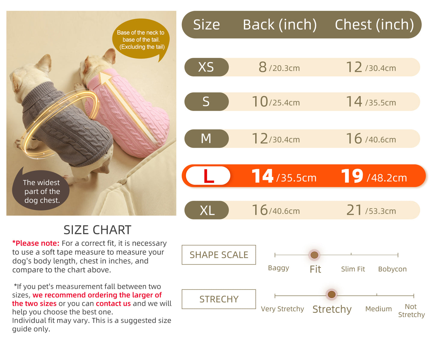 2 Pack Dog Sweaters for Small Dogs - Puppy Medium Warm Clothes in Winter, Turtleneck Pullover Design for Boy Girl Pet, Doggie, Cat, Kitten Chihuahua Bulldog Pug Beagles (XS, Pink, Beige)