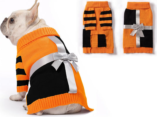 Dog Halloween Sweater for X-Large Size Dog - Puppy Gift Medium Warm Large Pumpkin Clothes in Winter, Turtleneck Pullover Design for Boy Girl Pet, Doggies, Cat, Pug Bulldog