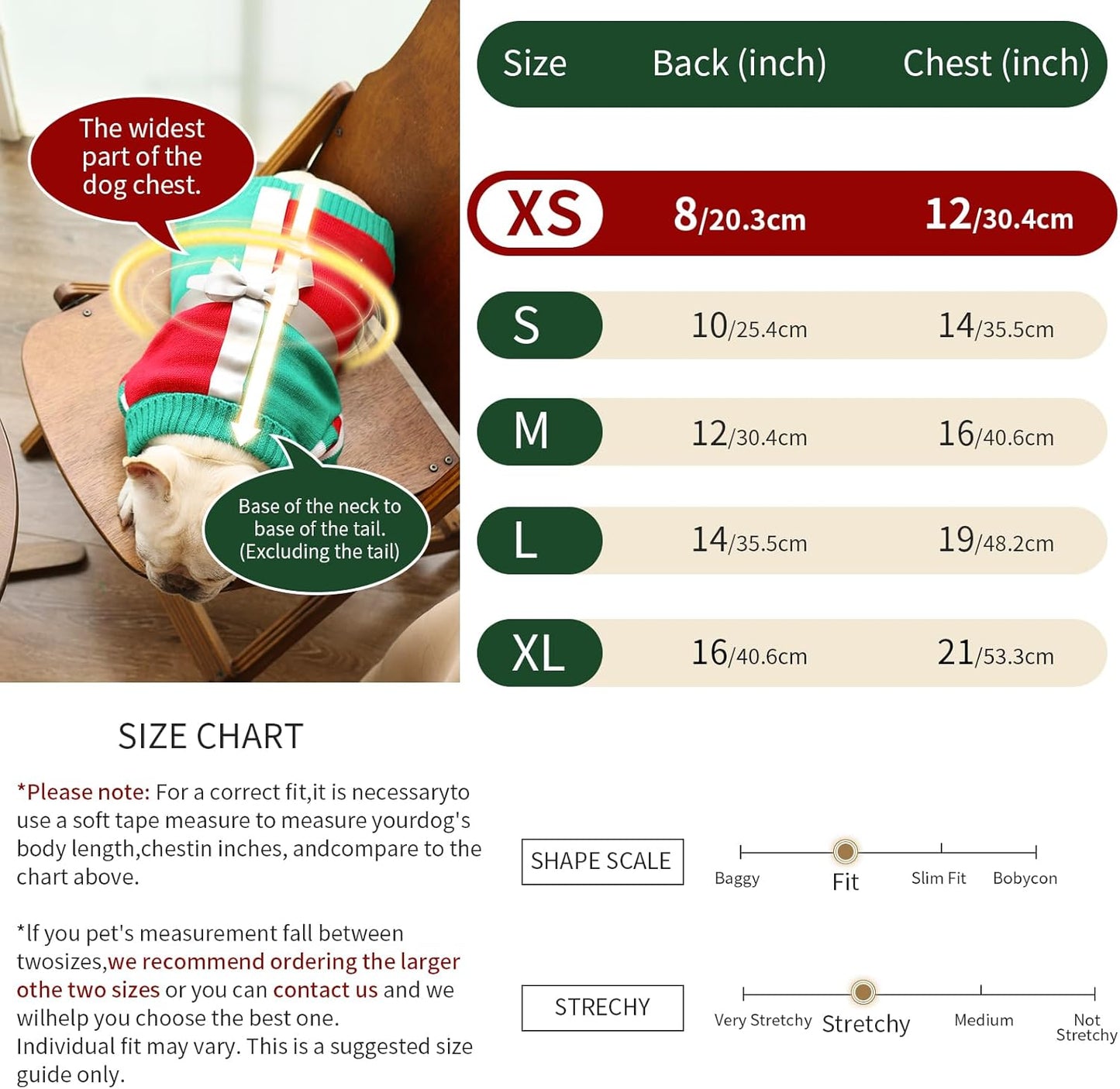 Dog Christmas Sweater for X-Small Size Dog - Puppy Gift Medium Warm Santa Clothes in Winter, Turtleneck Pullover Design for Boy Girl Pet, Doggies, Cat, Kitten Weiner Bulldog Beagles(Xmas)