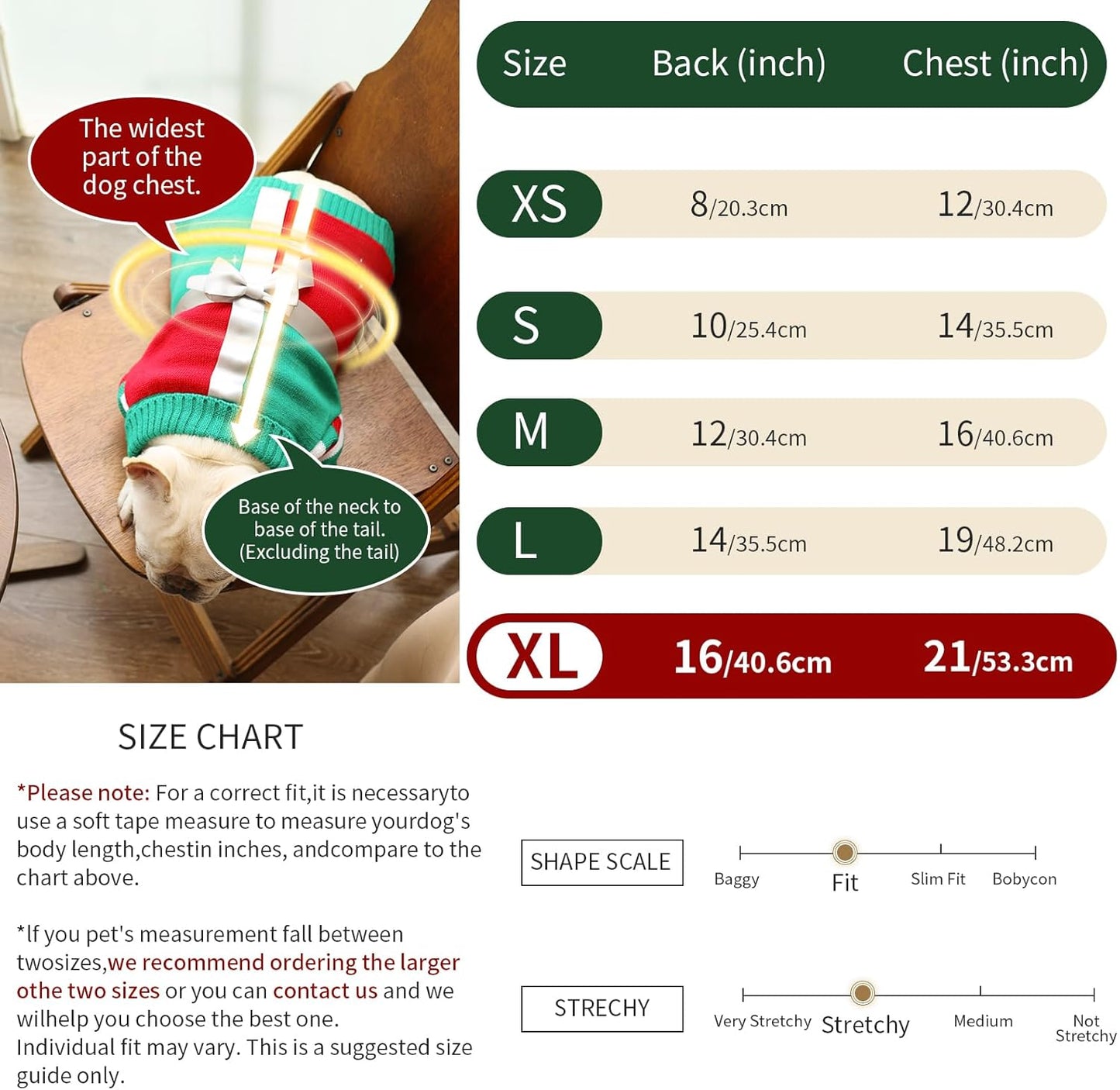 Dog Christmas Sweater for X-Small Size Dog - Puppy Gift Medium Warm Santa Clothes in Winter, Turtleneck Pullover Design for Boy Girl Pet, Doggies, Cat, Kitten Weiner Bulldog Beagles(Xmas)
