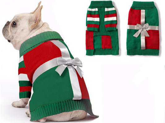 Dog Christmas Sweater for X-Small Size Dog - Puppy Gift Medium Warm Santa Clothes in Winter, Turtleneck Pullover Design for Boy Girl Pet, Doggies, Cat, Kitten Weiner Bulldog Beagles(Xmas)